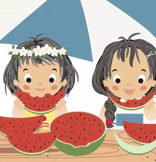 头像女孩吃瓜卡通,趣味横生演绎夏日炎炎